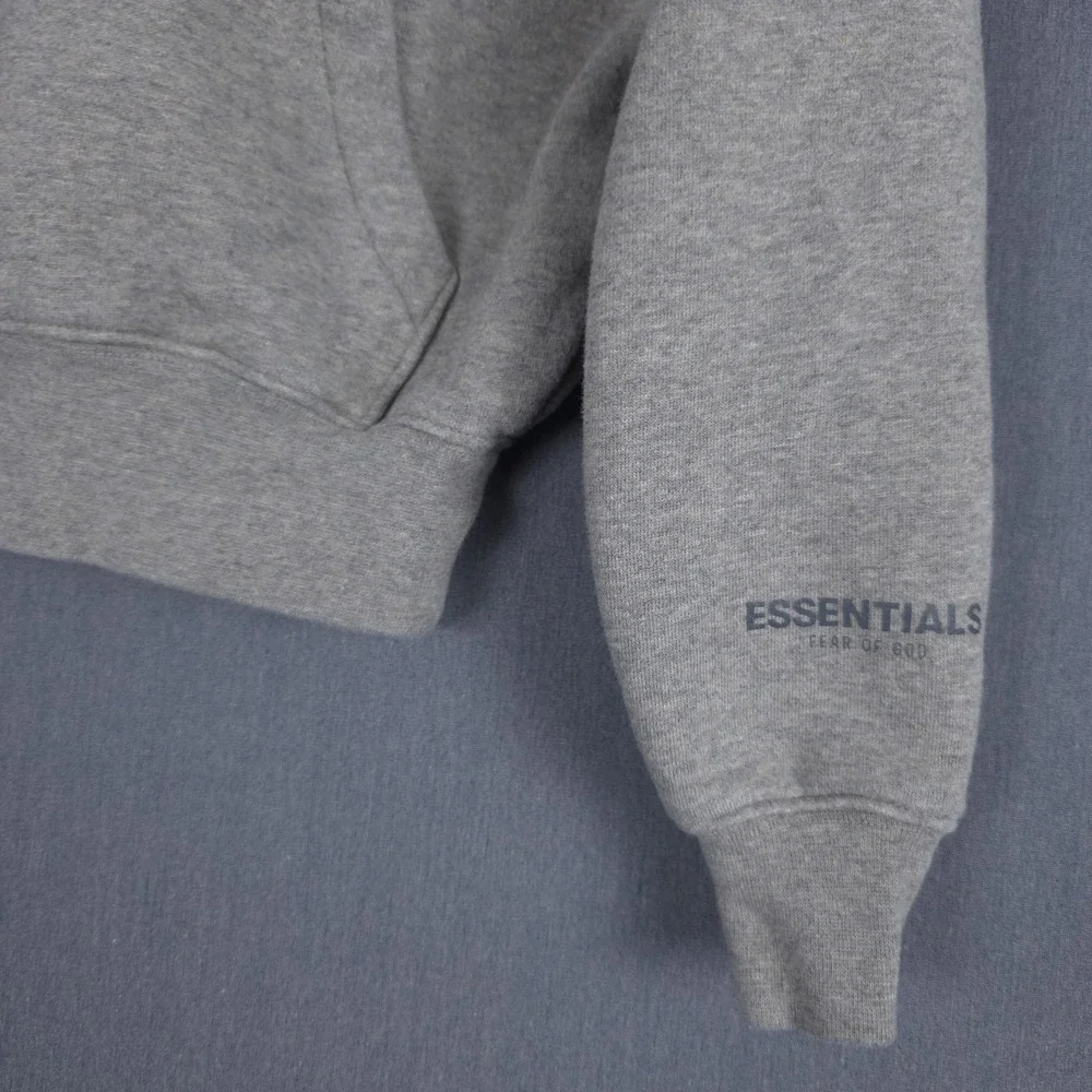 Fear of God Essentials Kids Hoodie Heather Gray Fleece Size XS 4/5 FOG Pullover